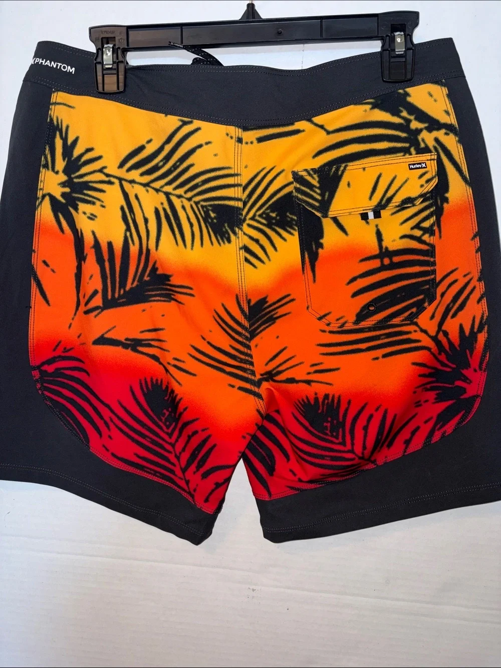 Hurley Black Boardshorts with Yellow-Orange-Red Tropical Print